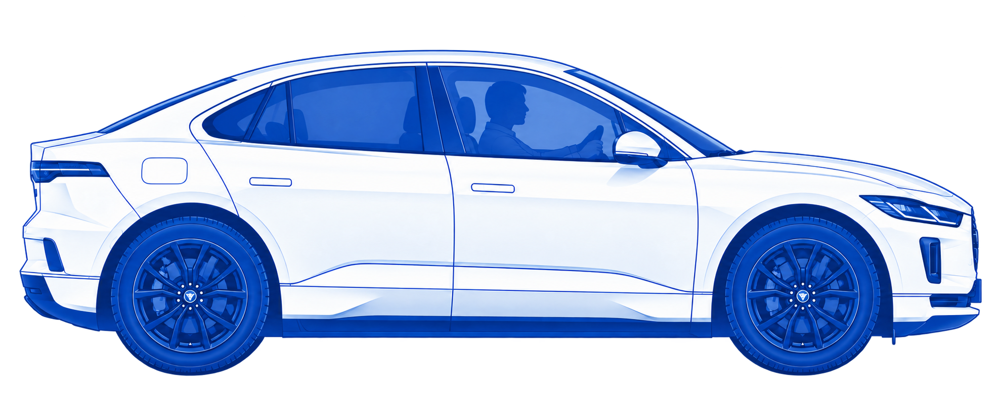 Human-driven vehicle with driver visible